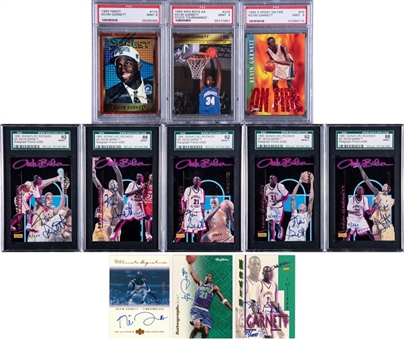 1994-2001 Assorted Brands Kevin Garnett Collection (11) Including Eight Signed Examples!